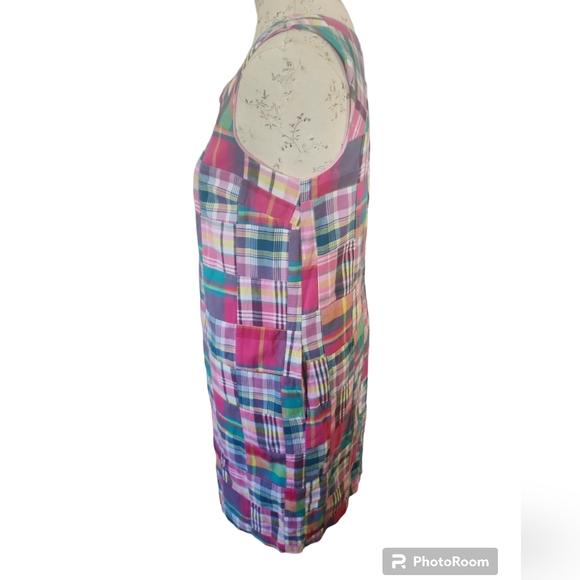 Talbots Pink Madras Plaid Patchwork Dress 8P - Picture 3 of 8
